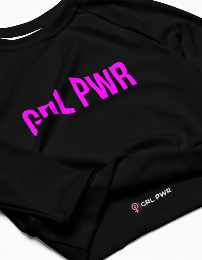 GRL PWR Purple Neon/Black Recycled Long-sleeve Crop Top