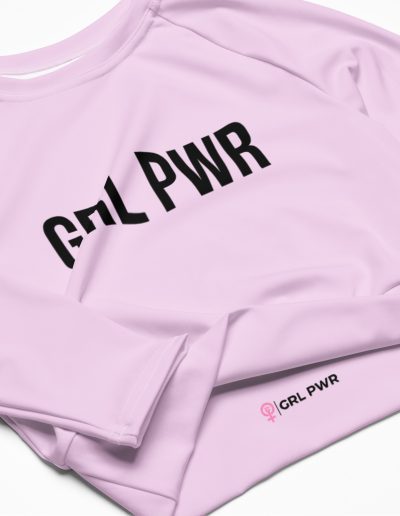 GRL PWR Feminist Pink Recycled Long-sleeve Crop Top