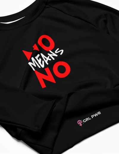 NO MEANS NO Feminist Recycled Long-sleeve Crop Top