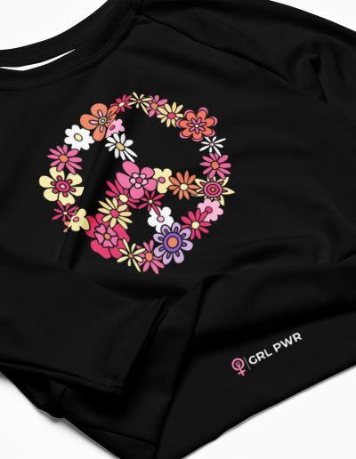 Flower Power Peace Recycled Long-sleeve Crop Top