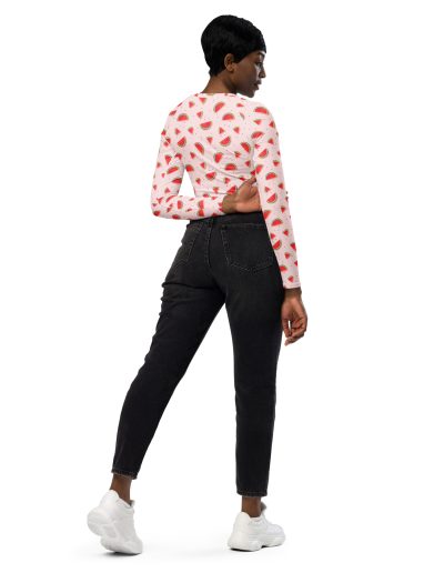 Watermelon Recycled Long-sleeve Crop Top