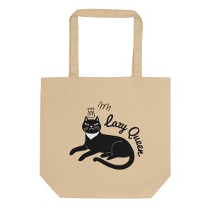 Lazy Cat Queen Feminist Organic Tote Bag
